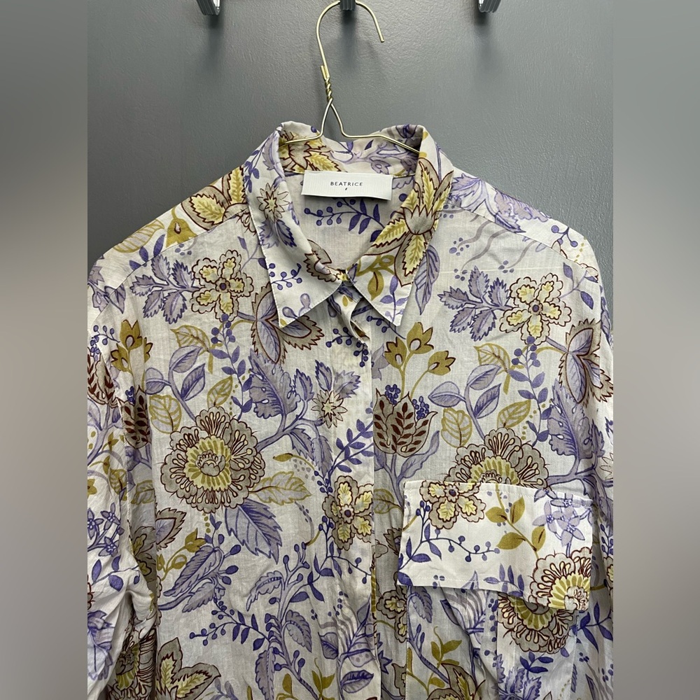 Floral tunic shirt button-down Italy